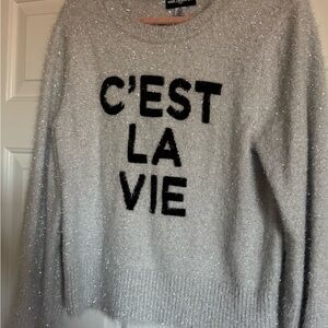 Karl Lagerfeld Silver and Black Crew Neck Sweater
